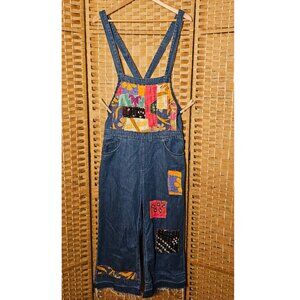 Upcycled Kantha Patchwork Denim Overalls M
